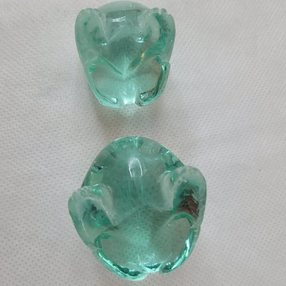Art Glass Frog Pair - Paperweights or Decor Aqua Blue-Green - Picture 5 of 13